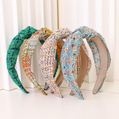 China European and American style Autumn Winter Knitted Headband Top tie women's hair accessories elegant wide-brimmed headband for sale