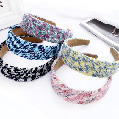 China Trendy Headband Fashion Girls Knit Cloth Headband 4cm Wide Simple Plastic Headband Wholesale Hair Accessories for sale