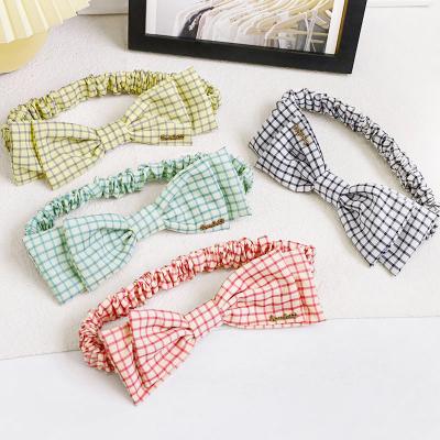 China Fashion Korean Cute Soft Ladies Large Bows Headwrap Girls Ladies Hair Accessories Large Bows Plaid Bowknot Headband for sale