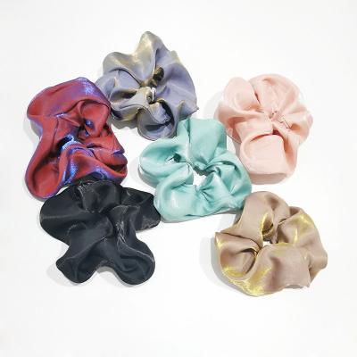 China Fashion Shinny Iridescent Satin Scrunchies Hair Accessories 2020 For Big Ponytail Hair Ties Women for sale