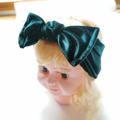 China Soft Velvet Turban Bow Headband For Baby Girls Knotted Hair Bows Head Wrap For Kids Headbands for sale