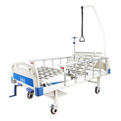 China Crank Manual Hospital Bed Low Price 2 Medical Hospital Bed With Guard Rails For Elderly for sale