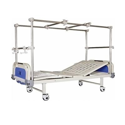 China Two Function Premium Aluminum Alloy Two Crank Adjustable Lumber Orthopedic Hospital Bed With Traction Frame for sale