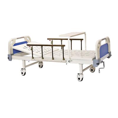 China New Developed Epoxy Coated Steel Metal 1 Crank Semi Manual Birdcatcher Hospital Bed With Dining Table for sale