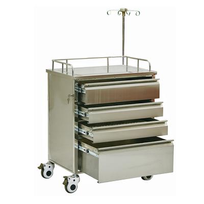 China 2021 Hot Selling Traditional Hospital Stainless Steel Medical Trolley Medicine Trolley With IV Pole for sale