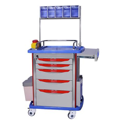 China Traditional Manufacturers Wholesale ABS Hospital Serving Trolley Medical Emergency Trolley With Drawers for sale