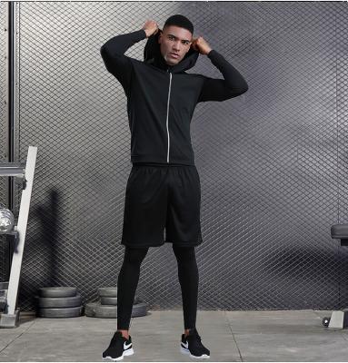 China Durable cusomized polyester single compound black sweatsuit windproof jogger tracksuit set for sale