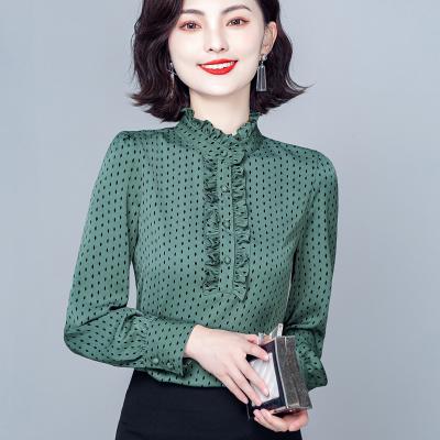 China Anti-Pilling Long Sleeve Lady's Casual Shirt Fashion Blouse For Women for sale