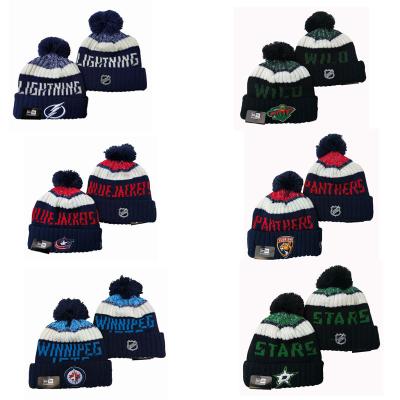 China Casual 2021 2022 Wholesale Custom Cheap Sport Team Embroidered Knitted Beanie Hat Winter NHL-Team Hats for Men Women for sale