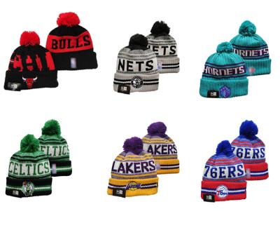 China 2021 2022 Wholesale Supplier High Quality Casual Beanie Hat Winter Knitted Embroidered Neutral Custom Made USA All NBA Team Hats For Men for sale