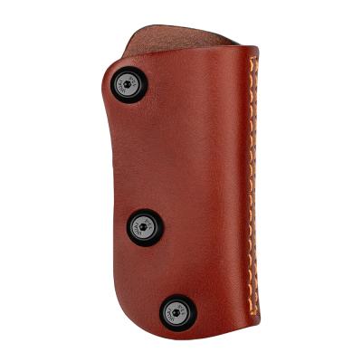 China High & Low Temperature Resistance Gun&flower Leather Knife Sheath For Buck 110 Folding Knife, Adjustable Retaining, Knife Pocket Fits 1.5