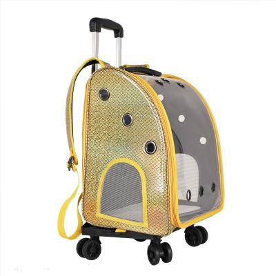 China Rod Car Cat And Dog Pet Travel Backpack Matching Multicolor Portable Comfortable Breathable Carry Bag for sale