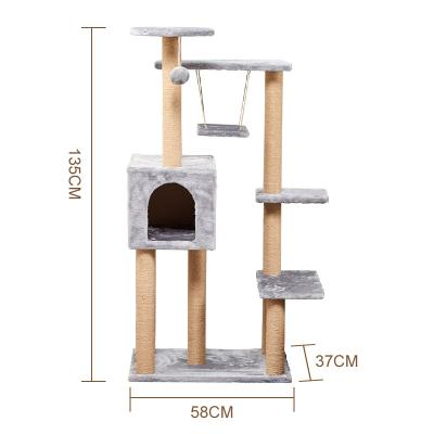 China Wholesale Modern Indoor Wood Viable Large Funny High Quality Wooden Scratcher Can Make For Rooms Tower Cats Tree for sale