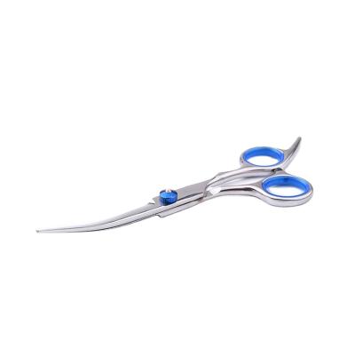 China Stocked Custom Sizes and Logo Pet Grooming Shears Thinning Pet Dog Cosmetics Supplier High Quality Curved Scissors for sale