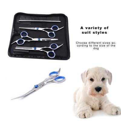 China Stocked Pet Grooming Scissors Thinning Shears Set Dog Fur Razor Hair Cutting Tools for sale