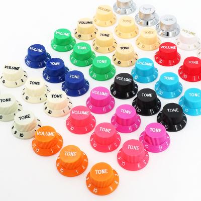 China Volume Tone Knob White Plastic Top Hat Style Volume Tone Speed Control Strat Guitar Knobs For Electric Guitar Replacement part for sale