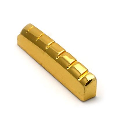 China GUITAR Wholesale Gold Plated 6 String Slotted Folk Guitar Nut 42/43.2*6*8.8-8.3mm Acoustic Guitar Nuts for sale