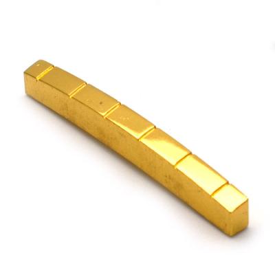 China GUITAR Wholesale Gold Plated 42MM 43MM 6 String Slotted Electric Guitar Nut for Guitar Parts for sale