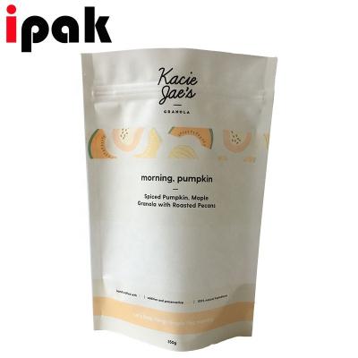 China 100% Recyclable Moisture Proof Biodegradable Recyclable White Paper Lock Bag 100% Food Packaging Pouch Zip Lock Stand Up Bags for sale