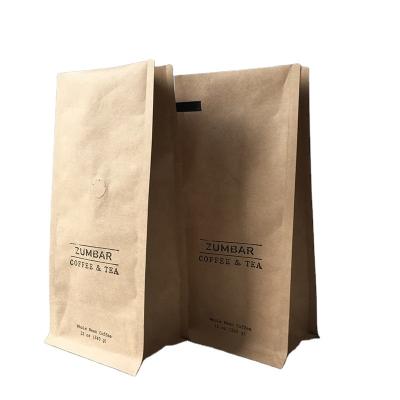 China High Quality Biodegradable Kraft Paper Bags Square Bottom Coffee Bags With Tin Tie for sale