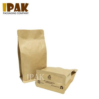 China Aluminum Foil Biodegradable Food Packaging Bag Coffee Paper Packaging Pouch Flat Bottom Ziplock Bags for sale