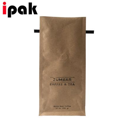 China Eco-Friendly Recyclable Biodegradable Food Side Gusset Flat Bottom Kraft Paper Side Wrapping Paper Tin Tie Coffee Bags For for sale