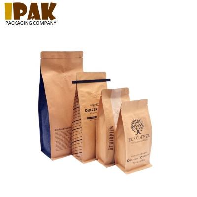 China Biodegradable Biodegradable Stand Up Kraft Paper Flat Bottom Box Pouch Quad Seal Bags for sale