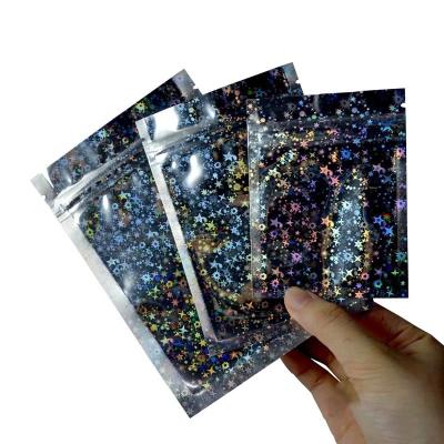 China Free Samples Moisture Proof Resealable Hologram Smell Proof Flat Bags Rainbow Color Holographic Mylar Wholesale Bags With Zipper for sale