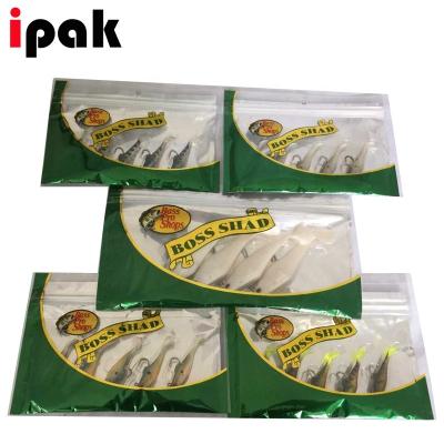 China Moisture Proof Made In China Food Grade Fish Lure Resealable Zipper Bags Laminated Aluminum Foil Fish Hook Zip Lock Bags With Window for sale