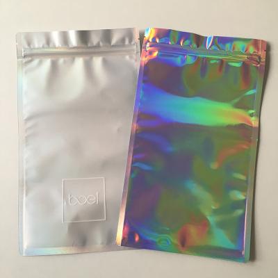 China Custom Printing Moisture Proof Aluminum Foil Zip Lock Mylar Holographic Bags For Socks for sale