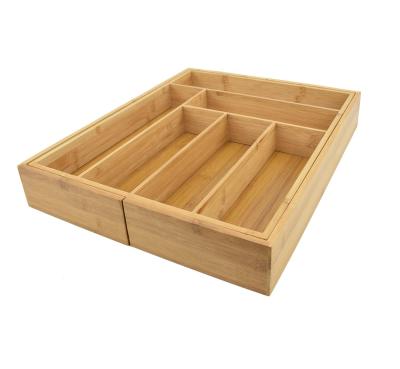 China Sustainable Expandable Bamboo Kitchen Instrument Cutlery Storage Box for sale