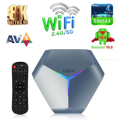 China 2021 New Smart TVBOX A95X F4 Android 11 Amlogic S905X4 4GB Dual wifi Set Top Box 11.0 RAM 128gb ROM 8K Smart Android TV A95X F4 BOX for sale