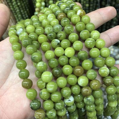 China Hot Selling Natural Stone Loose Beads Natural Stone Loose Beads South Green Jade Loose Beads Natural Round Stone Beads For Women Men Jewelry Making for sale