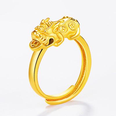 China FASHIONED Anillo De Pareja Commemorative 24K Gold Plated Bring Wealth and Happiness Animal Engagement Rings For Women Men for sale