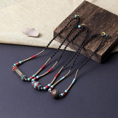 China Vintage TRENDY Necklace Ethnic Style Nepalese Beads Handmade Woven Clavicle Chain Necklace For Women for sale