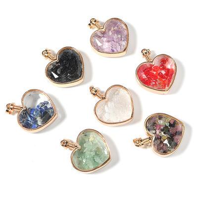 China TRENDY Natural Stone Gravel Heart Pendant For Necklace Jewelry Making DIY Handmade Accessories for sale