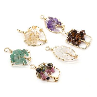 China Fashion Tree Stone Pendants Crystal Handmade Diy For Making Jewelry TRENDY Irregular Gravel Necklace for sale