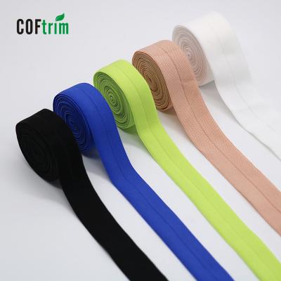 China Wholesale Nylon Elastic Webbing Spandex Grosgrain Factory Double Sides Brush Fold Over Bias Elastic Band For Down Jacket for sale