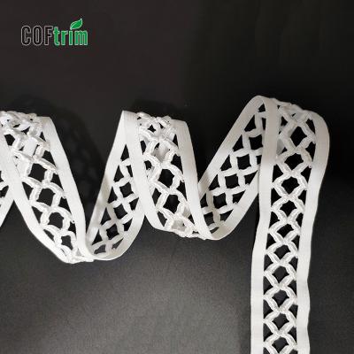 China Factory Wholesale Shiny Elastic Lace Effect Elastic Trim Sewing Material Stretching Belt Mesh Elastic Band For Garment for sale