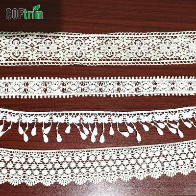 China Canton Viable Factory Wholesale Lace Trim 2.5cm Scalloped Cotton Lace Trim for sale