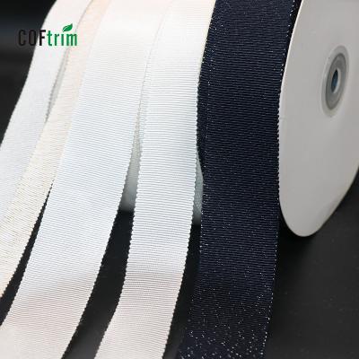 China 2019 wholesale new double face factory design lurex lurex lurex rayon ribbon grosgrain cotton ribbon petersham band for hat and apparel for sale