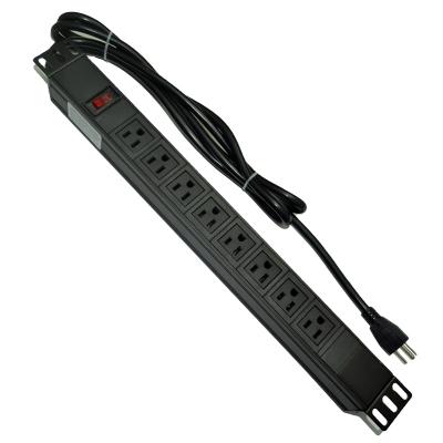 China Standard 8-Bit 16A USA PDU Cabinet Power Outlet With 19 Inch Socket TB 110108Z26 Double-Break Switch Aluminum Alloy 1U for sale