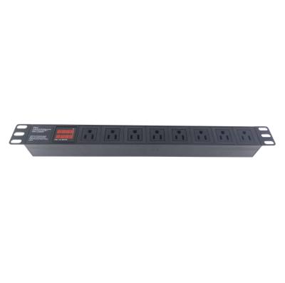 China Electric Power Transmission 19 Inch 19 Inch 8Way USA Type Rackmount Power Distribution Unit For Internet Data Center Power Outlet for sale