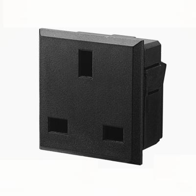 China UK standard three-hole card receptacle AC power receptacle embedded socket UK01 UK standard desk module for sale