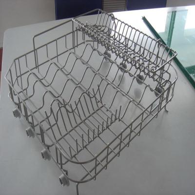 China Eco-friendly Stainless Steel Wire Dish Dish Basket With Plastic Part For Dishwasher Machine for sale