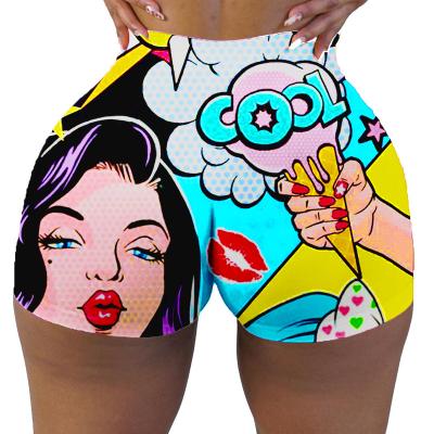 China Breathable Maximum 5XL Summer Elastic Cartoon Printed Plus Size Gym Sport Training Wear Women's Underpants for sale