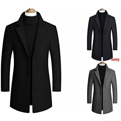 China Anti-wrinkle Fashion Korean Turn Down Collar Anorak Gentlemen Overcoat Mens Slim Woolen Trench Coats for sale