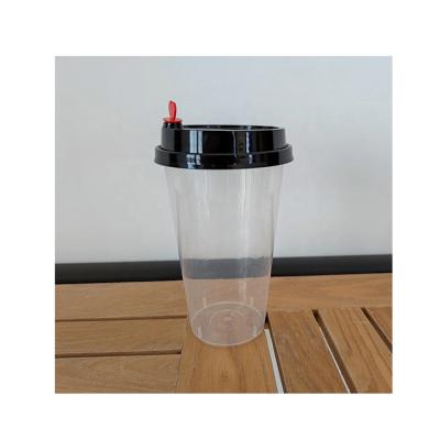 China Wholesale Custom CLASSIC Logo Clear Plastic Cups Disposable Milk Tea Cup With Lids for sale