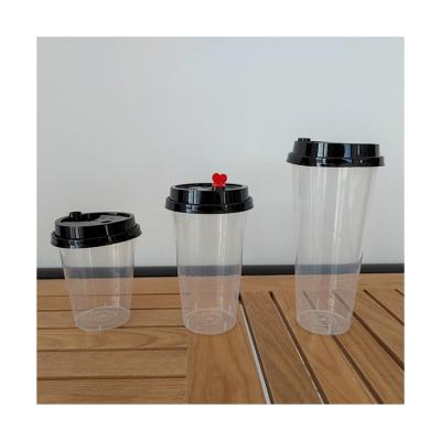 China CLASSIC Wholesale Plastic Transparent Disposable PP Drink Cups Milk Tea Cup With Lid for sale