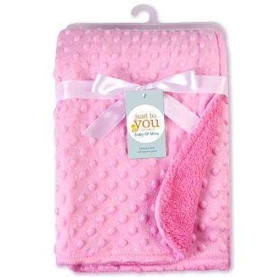 China Polyester PORTABLE wholesale plush soft touch bubble minky baby blanket for sale